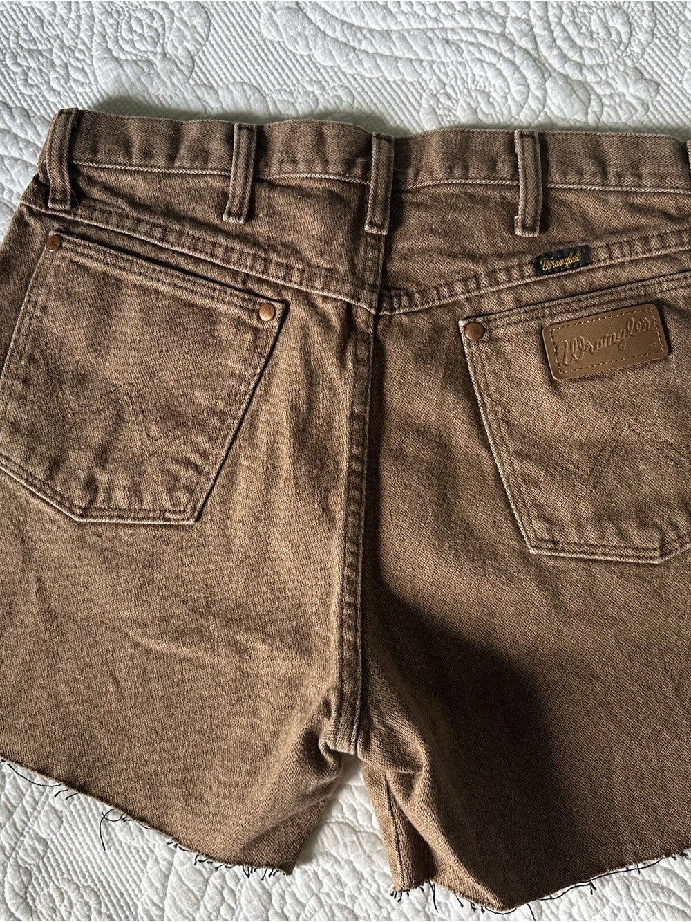 Wrangler Brown Denim Cutoff Shorts - Size 32 (fit small)